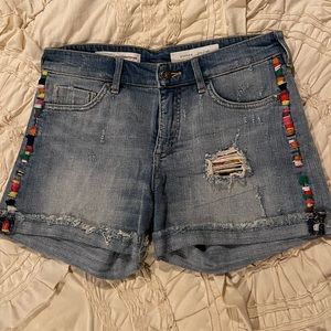 Anthropologie Pilcro Rainbow Embroidered Shorts